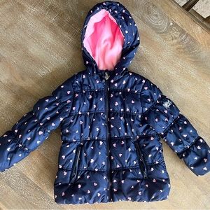 New girls navy hearts winter coat